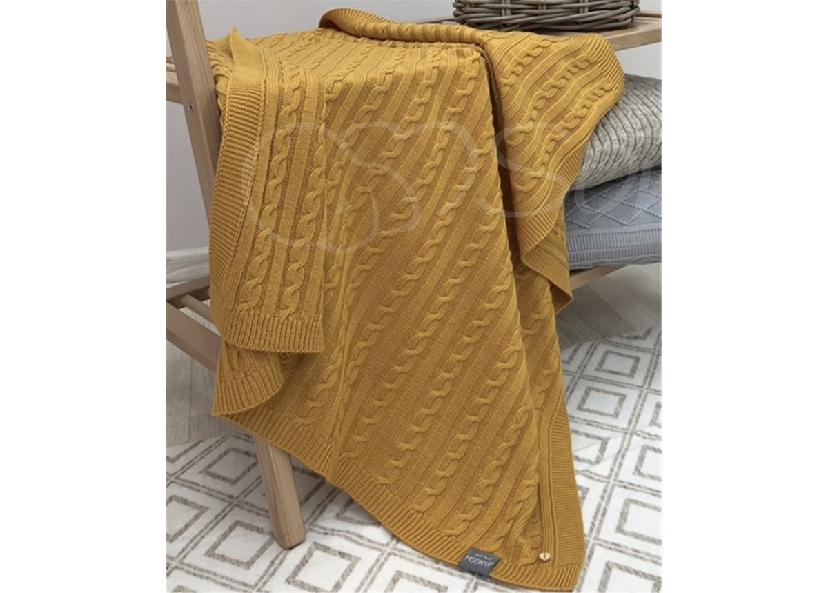 Плед Косы горчица 80х100 Маленькая Соня