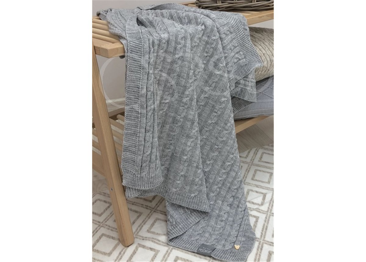 Плед Косы серый 80х100 Маленькая Соня