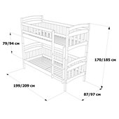 Двухъярусная кровать Белоснежка Дримка 80x190 Дерево