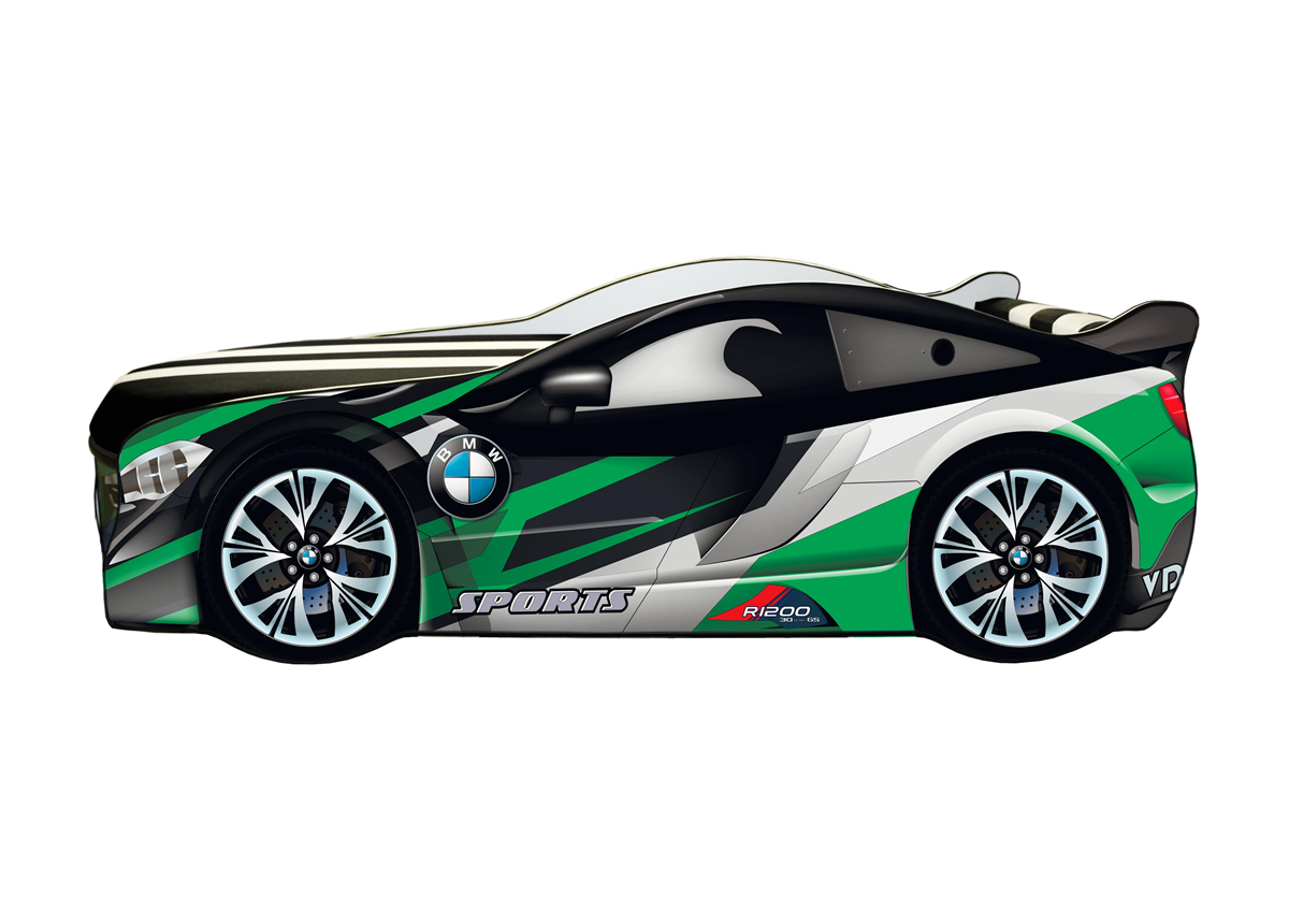 Кровать-машина SPACE 02 с мягким спойлером и подушкой Viorina Deko 80x180