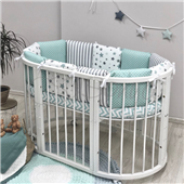 Бортики для круглых кроваток Baby Design Stars мятный + простынь Маленькая Соня