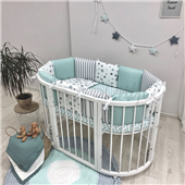 Бортики для круглых кроваток Baby Design Stars мятный + простынь Маленькая Соня