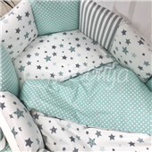 Комплект Baby Design Stars мятный (6 предметов) для круглых кроваток Маленькая Соня