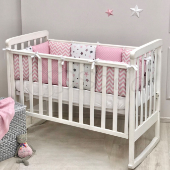 Бортики Baby Design Stars розовый + простынь Маленькая Соня