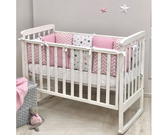 Бортики Baby Design Stars розовый + простынь Маленькая Соня