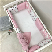 Бортики Baby Design Stars розовый + простынь Маленькая Соня