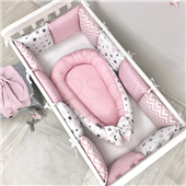 Бортики Baby Design Stars розовый + простынь Маленькая Соня