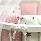 Бортики для круглых кроваток Baby Design Stars розовый + простынь Маленькая Соня