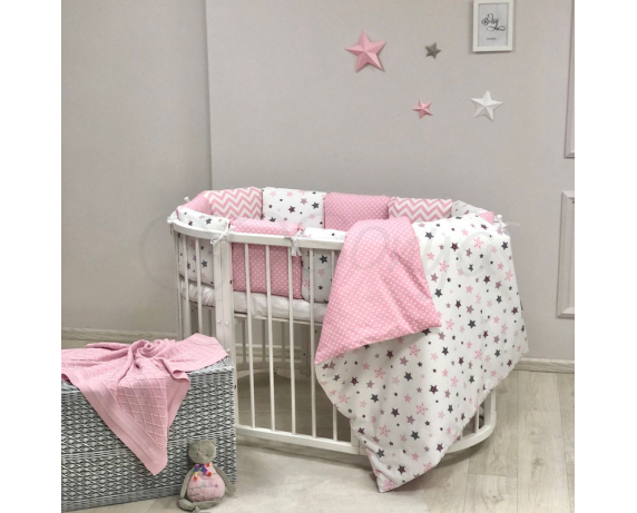 Комплект Baby Design Stars розовый (6 предметов) для круглых кроваток Маленькая Соня