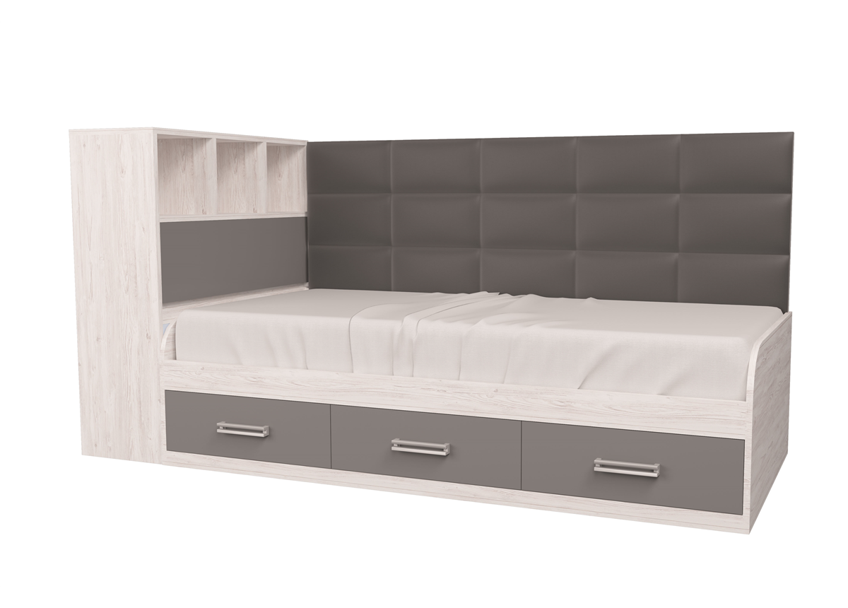 Кровать Элли с коробом для белья Аляска MebelKon 90x190