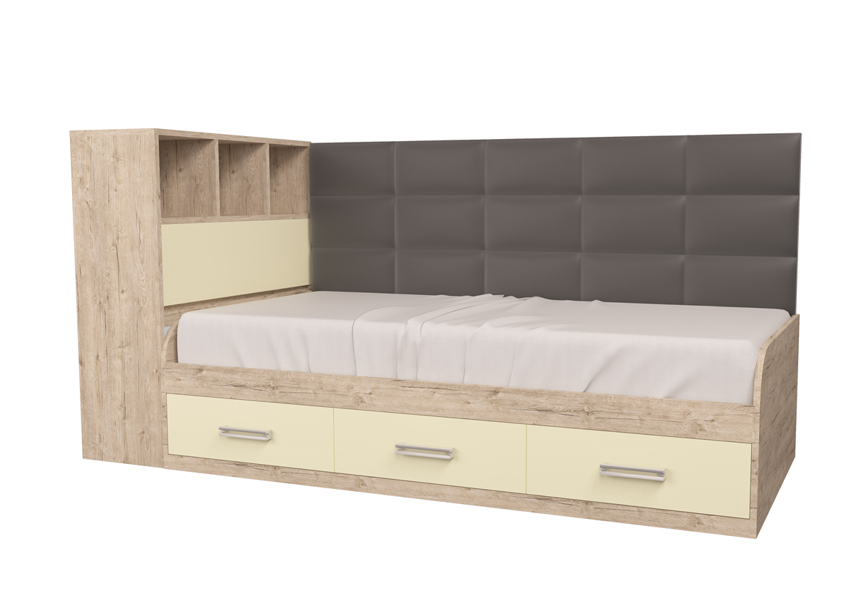 Кровать Элли с коробом для белья Дуб шервуд MebelKon 90x190