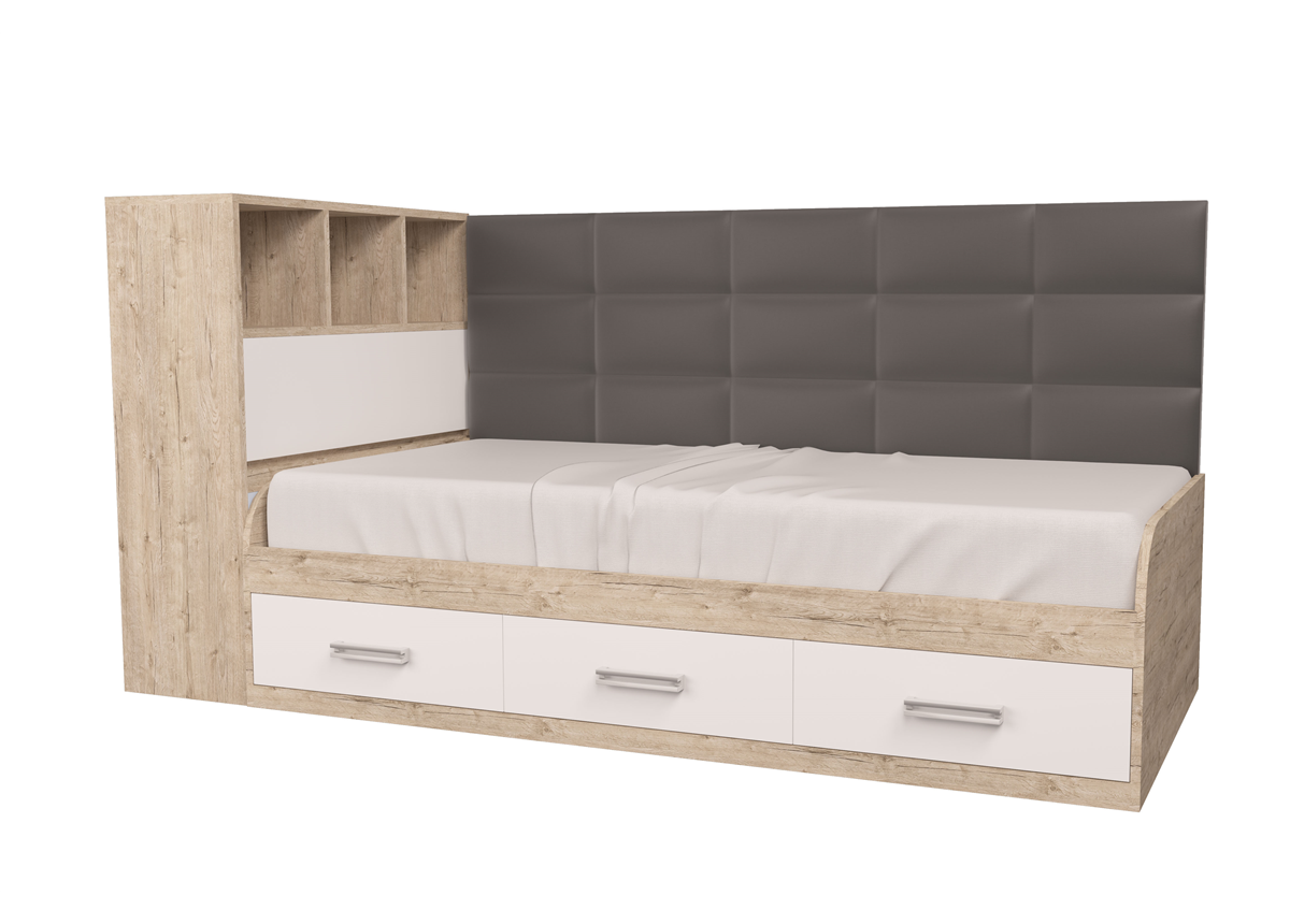 Кровать Элли с коробом для белья Дуб шервуд MebelKon 120x190