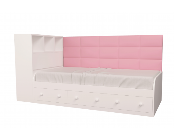 Кровать Элли с коробом для белья Белый MebelKon 90x190