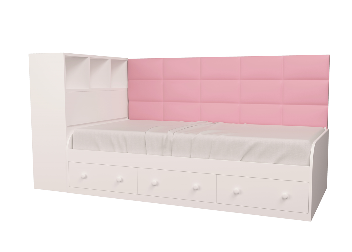 Кровать Элли с коробом для белья Белый MebelKon 120x190