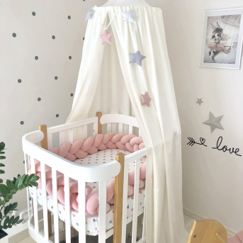 Бортики-косичка к кроватке Sleepy Мама Уложила розовый
