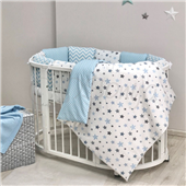 Комплект Baby Design Stars серо-голубой (6 предметов) для круглых кроваток Маленькая Соня