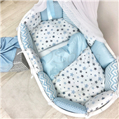 Комплект Baby Design Stars серо-голубой (6 предметов) для круглых кроваток Маленькая Соня