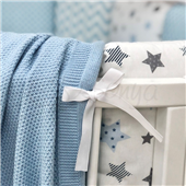 Комплект Baby Design Stars серо-голубой (6 предметов) для круглых кроваток Маленькая Соня