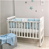 Бортики Baby Design Stars серо-голубой + простынь Маленькая Соня