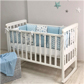 Бортики Baby Design Stars серо-голубой + простынь Маленькая Соня