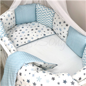 Бортики для круглых кроваток Baby Design Stars серо-голубой + простынь Маленькая Соня