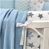 Бортики для круглых кроваток Baby Design Stars серо-голубой + простынь Маленькая Соня