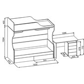 Кровать-чердак со столом Порту Fmebel 80x190