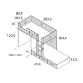 Двухъярусная кровать со шкафом Акапулько Fmebel 90x200