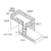 Двухъярусная кровать со шкафом Вестланд Fmebel 90x200