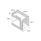 Двухъярусная кровать со шкафом Танзания Fmebel 90x200