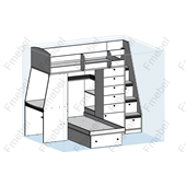 Кровать-чердак со столом двухместная Оксфорд Fmebel 