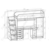 Кровать-чердак со столом Сингапур Fmebel 