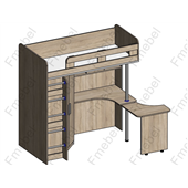 Кровать-чердак со столом Сан-Диего Fmebel 80x180