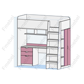 Кровать-чердак со столом Барбадос Fmebel 80х190