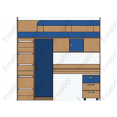 Кровать-чердак со столом Монтеррей Fmebel 80x190