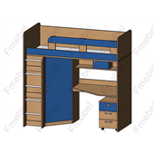 Кровать-чердак со столом Монтеррей Fmebel 80x190