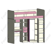 Кровать-чердак со столом Верона Fmebel 80x190