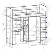 Кровать-чердак со столом Верона Fmebel 80x190