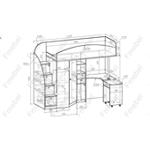 Кровать-чердак со столом Талса Fmebel 80x190