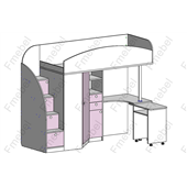 Кровать-чердак со столом Талса Fmebel 80x190