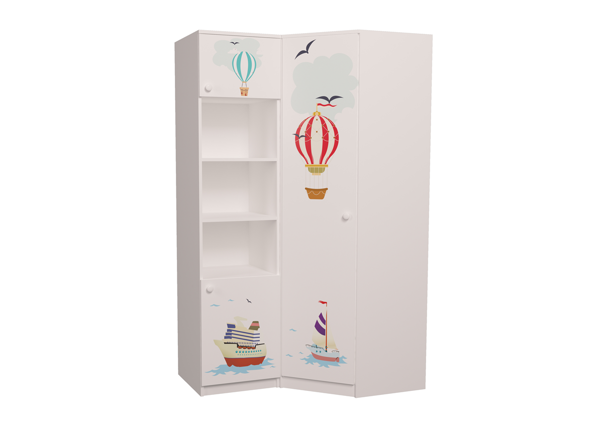 Пенал с двумя дверками и шкаф-трапеция Путешествия MebelKon 211x122x50