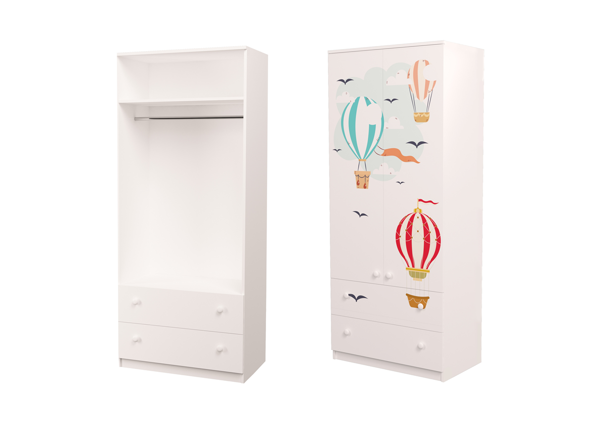 Шкаф с ящиками и трубой Путешествия MebelKon 211x90x50