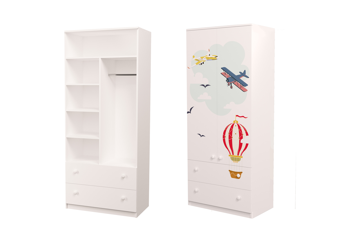 Шкаф-1 с ящиками комбинированный Путешествия MebelKon 211x100x50