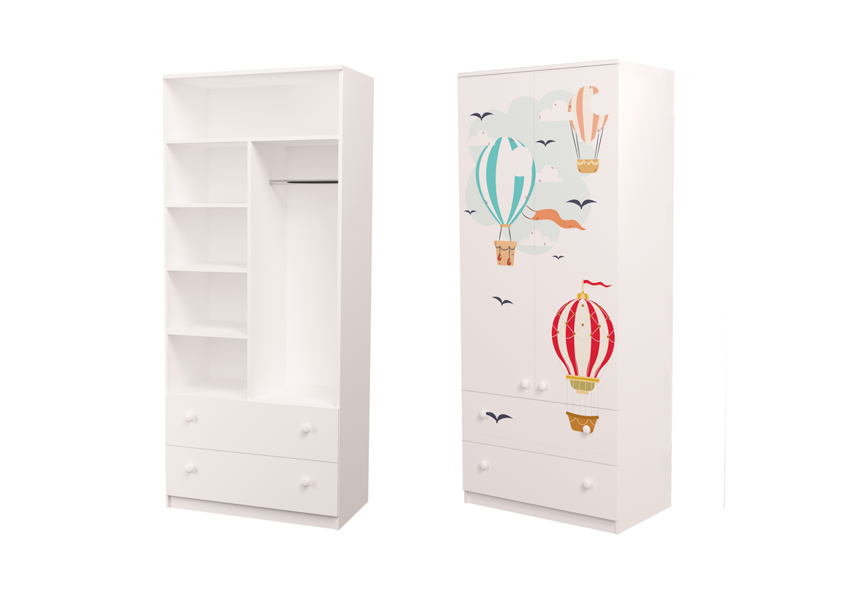 Шкаф с ящиками комбинированный Путешествия MebelKon 211x80x50