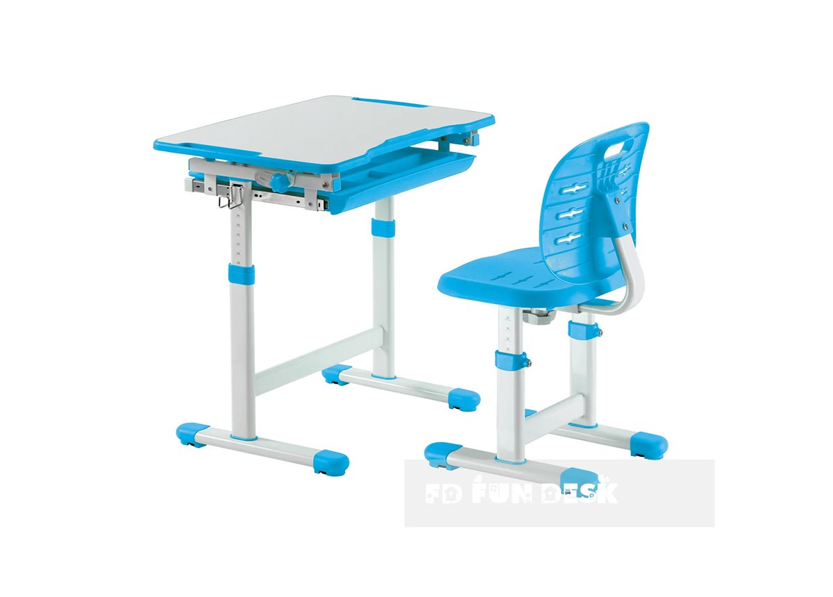 Комплект Fundesk парта + стул трансформер Piccolino III BLUE FunDesk
