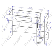 Кровать-чердак с местом под диван КЧ 34 Fmebel 80x190