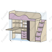 Кровать-чердак со столом Алабама Fmebel 80x190