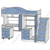Кровать-чердак со столом Сидней Fmebel 