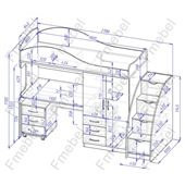 Кровать-чердак со столом Сидней Fmebel 