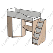 Кровать-чердак со столом Мидленд Fmebel 80x190